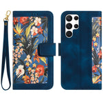 For Samsung Galaxy S24 Ultra Leather Case Flower Pattern Stand Phone Cover