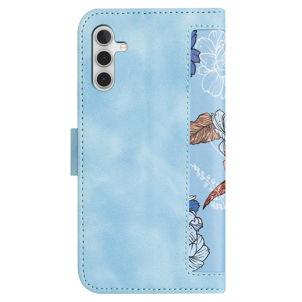 For Samsung Galaxy S24 Case PU Leather Flower Pattern Folio Phone Cover