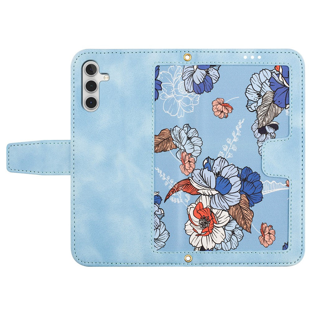 For Samsung Galaxy S24 Case PU Leather Flower Pattern Folio Phone Cover