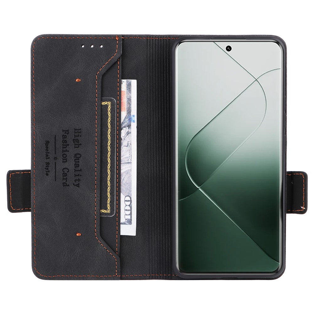 Xiaomi 14 Pro Dammtät Mobilmobil Skal PU Läder Plånbok Hårdvara Dekor mobilskydd