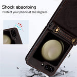 For Samsung Galaxy Z Flip5 5G Case Magnetic Phone Shell TPU+PU Leather Phone Cover with Strap