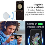For Samsung Galaxy Z Flip5 5G Case Magnetic Phone Shell TPU+PU Leather Phone Cover with Strap