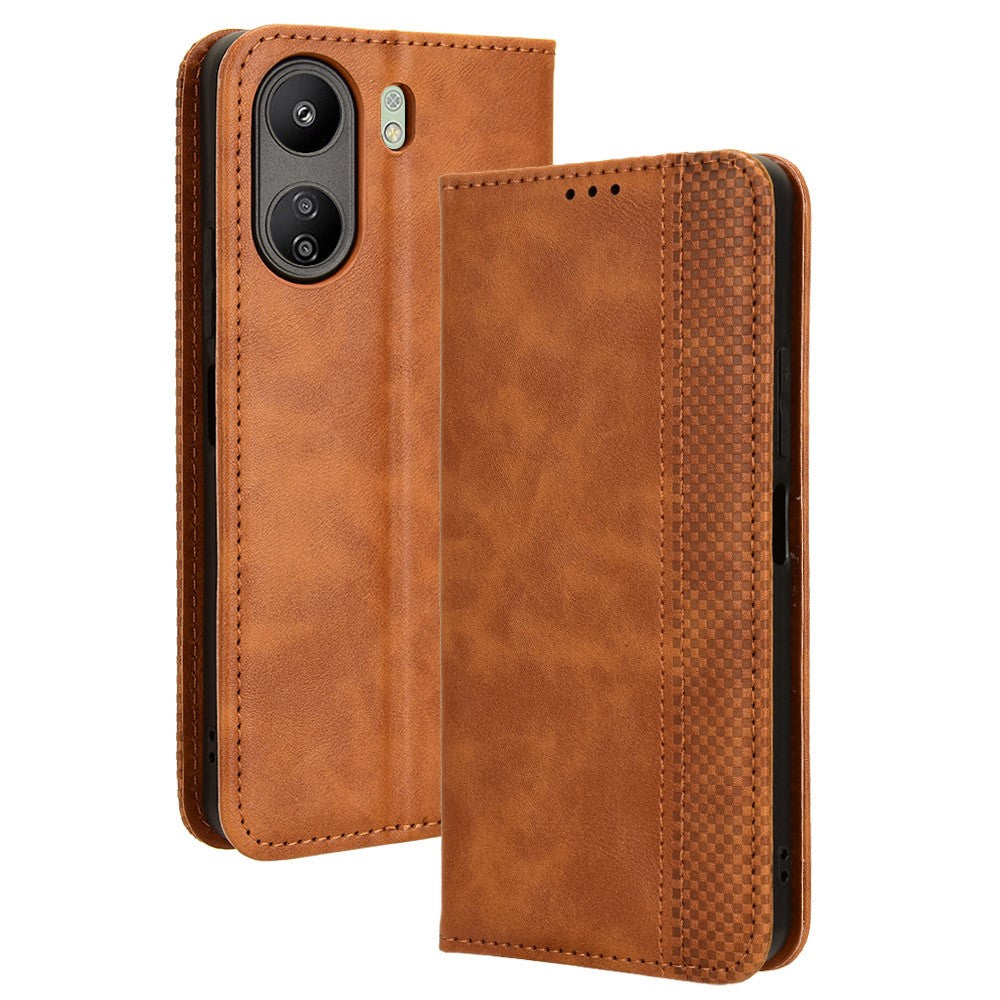 For Xiaomi Redmi 13C / Poco C65 4G Case Retro Phone Cover with Wallet Stand