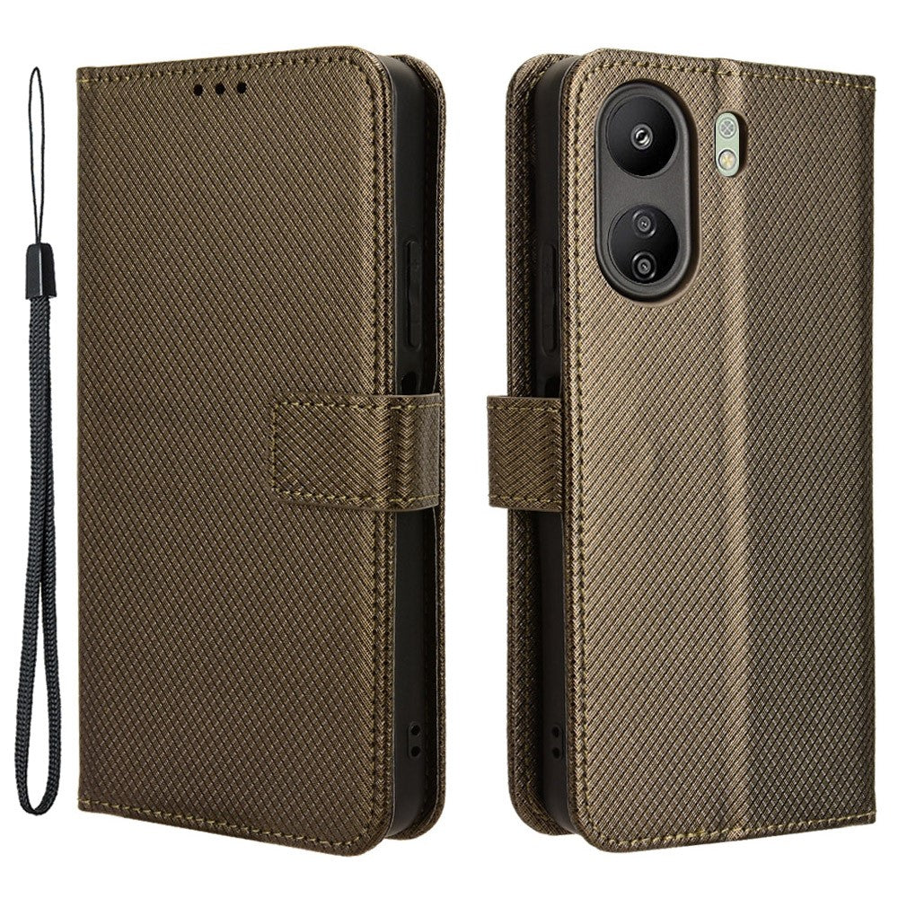For Xiaomi Redmi 13C / Poco C65 4G Case Diamond Texture Leather Wallet Phone Cover