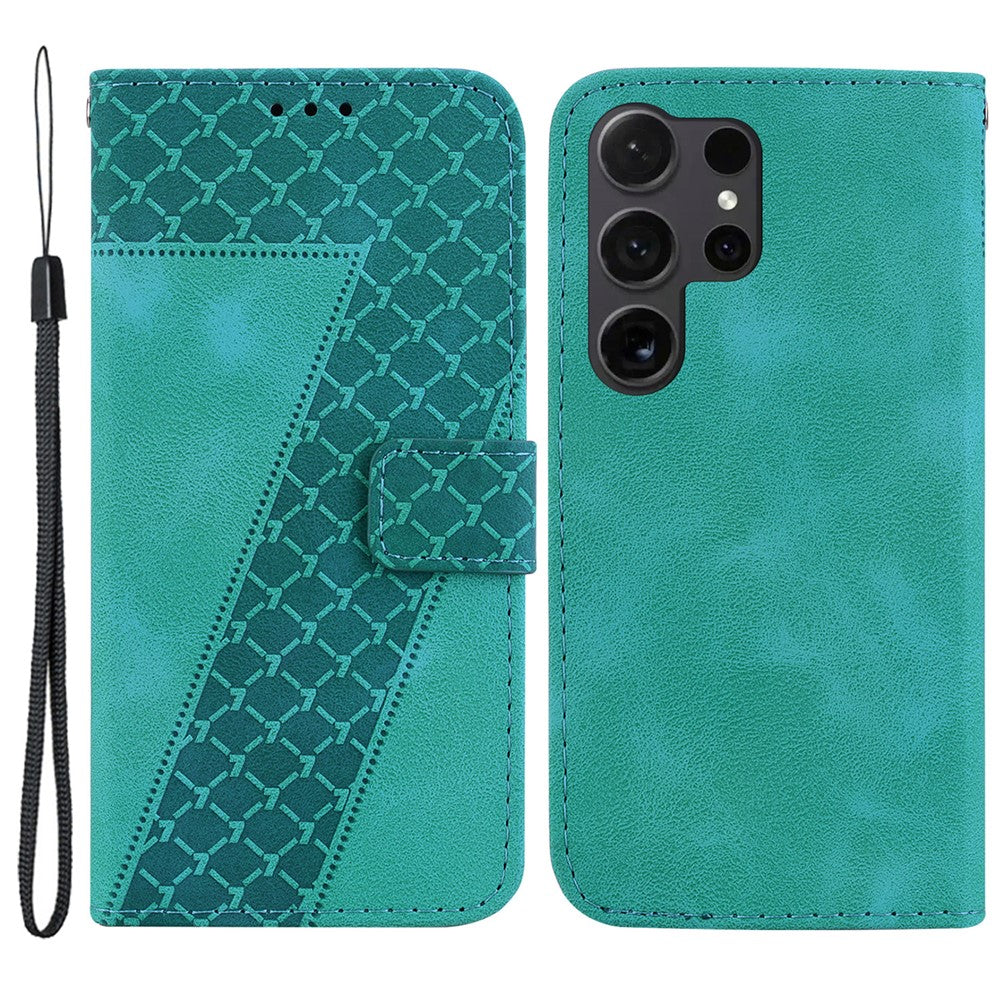 For Samsung Galaxy S24 Ultra Case PU Leather+TPU Imprinted Phone Protection Cover
