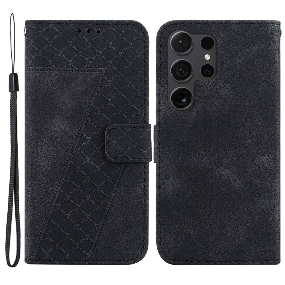 For Samsung Galaxy S24 Ultra Case PU Leather+TPU Imprinted Phone Protection Cover