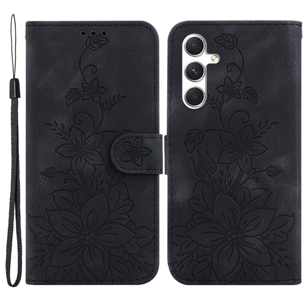 For Samsung Galaxy S24 Case Flower Imprint Wallet Phone Cover