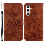 For Samsung Galaxy S24 Case Flower Imprint Wallet Phone Cover