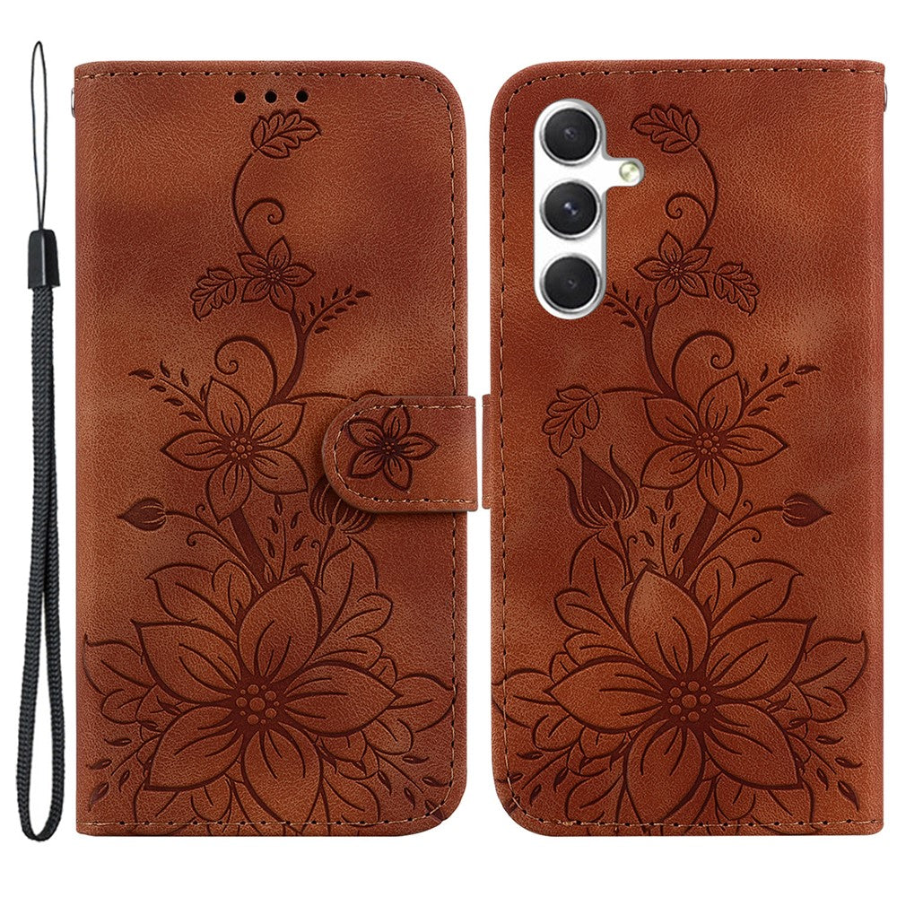 For Samsung Galaxy S24 Case Flower Imprint Wallet Phone Cover