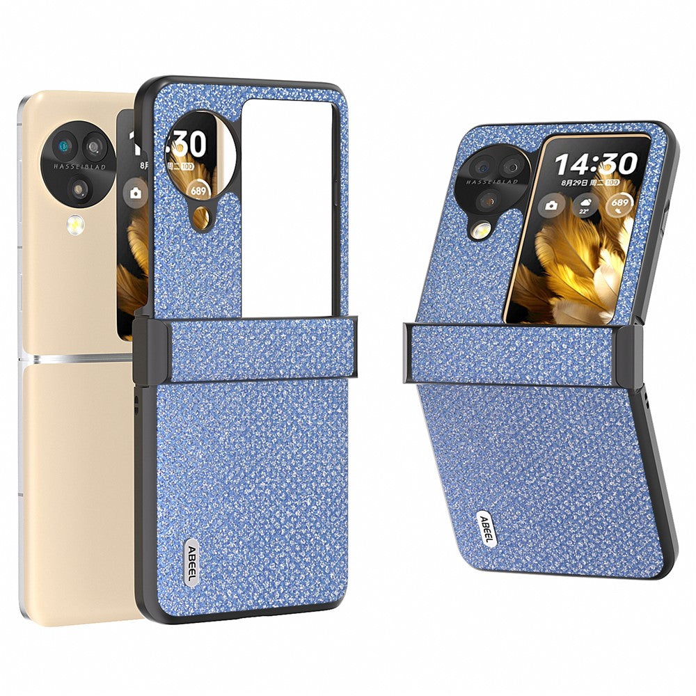 ABEEL For Oppo Find N3 Flip 5G Case PU Leather+PC Rhinestone Texture Phone Cover
