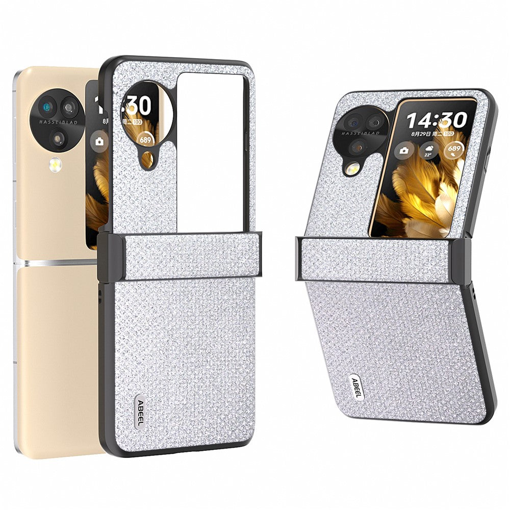 ABEEL For Oppo Find N3 Flip 5G Case PU Leather+PC Rhinestone Texture Phone Cover