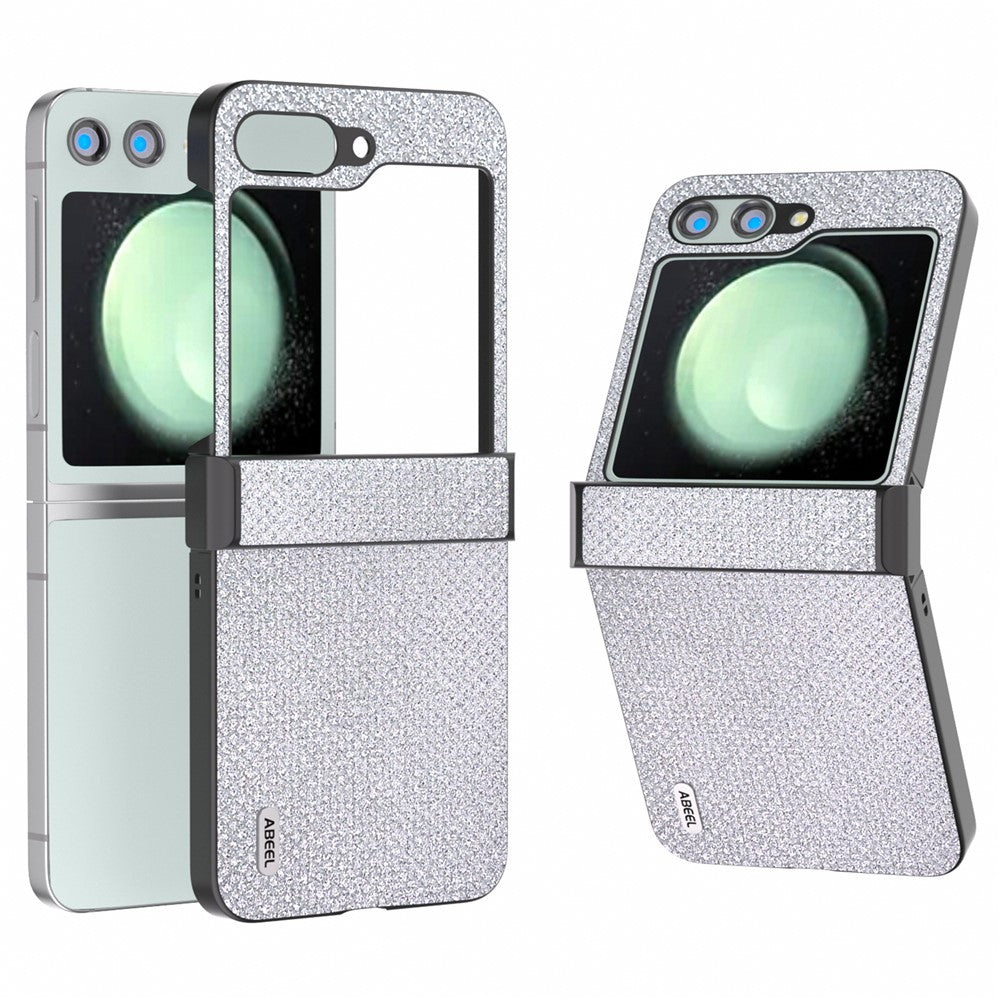 ABEEL til Samsung Galaxy Z Flip5 5G Etui Rhinsten Tekstur PU Læder+PC Telefon Beskyttende Cover
