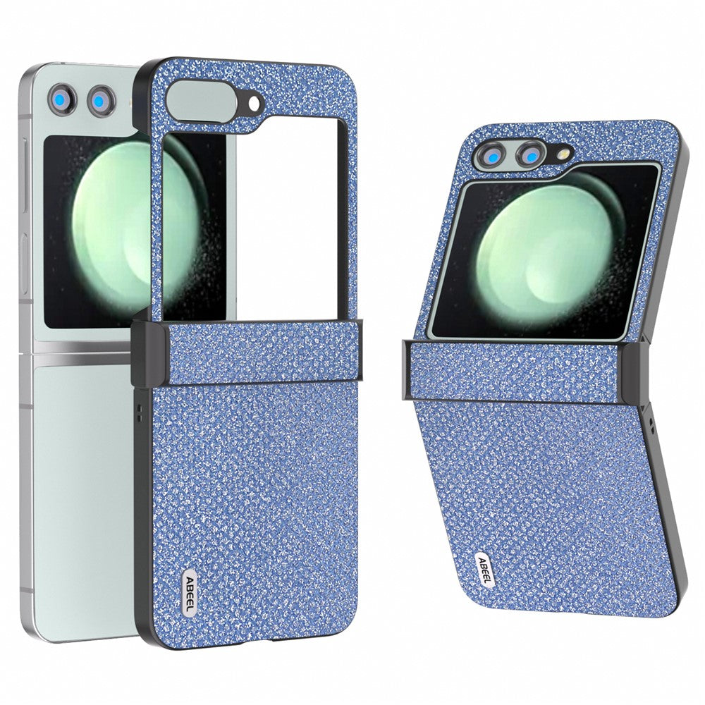 ABEEL til Samsung Galaxy Z Flip5 5G Etui Rhinsten Tekstur PU Læder+PC Telefon Beskyttende Cover