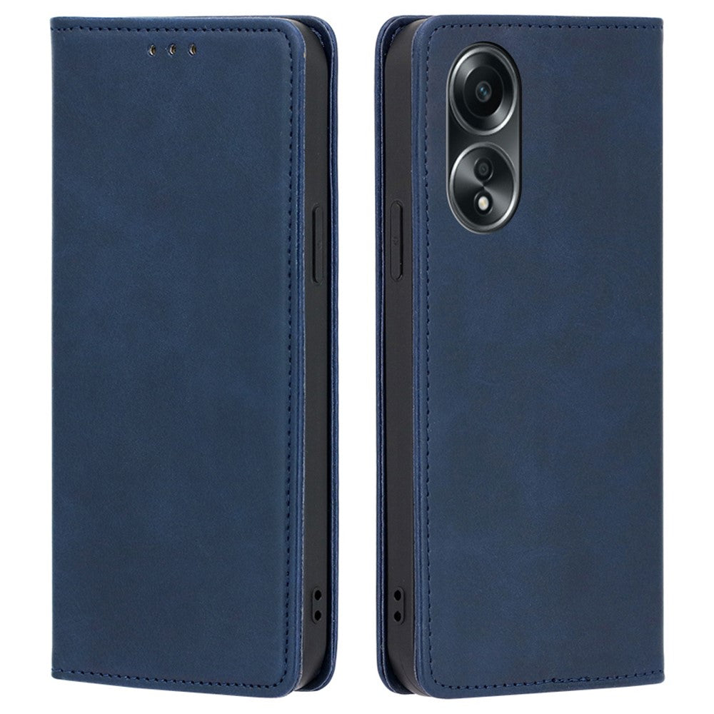 For Oppo A58 4G Case Leather Calf Texture Magnetic Closing Phone Cover