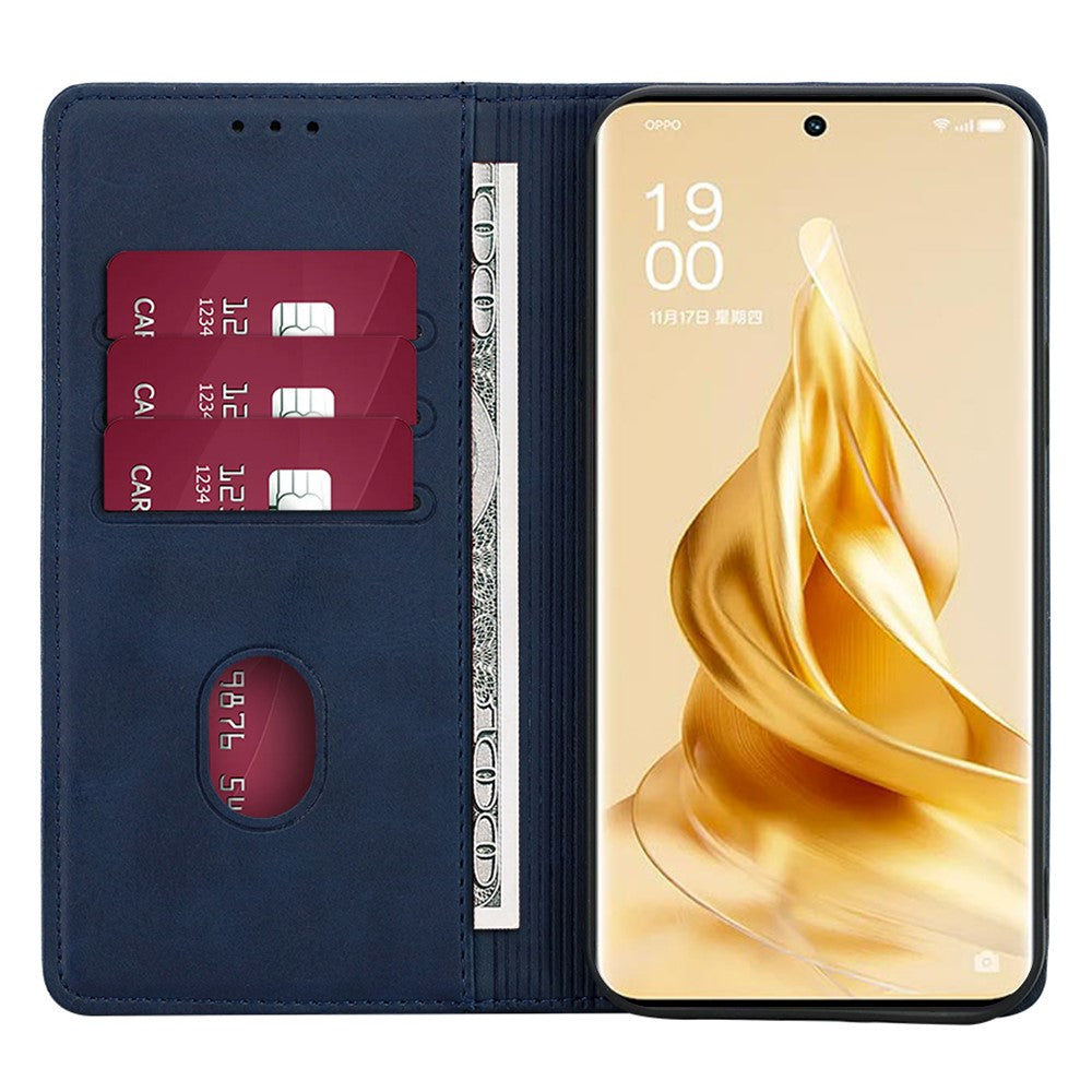 For Oppo A58 4G Case Leather Calf Texture Magnetic Closing Phone Cover