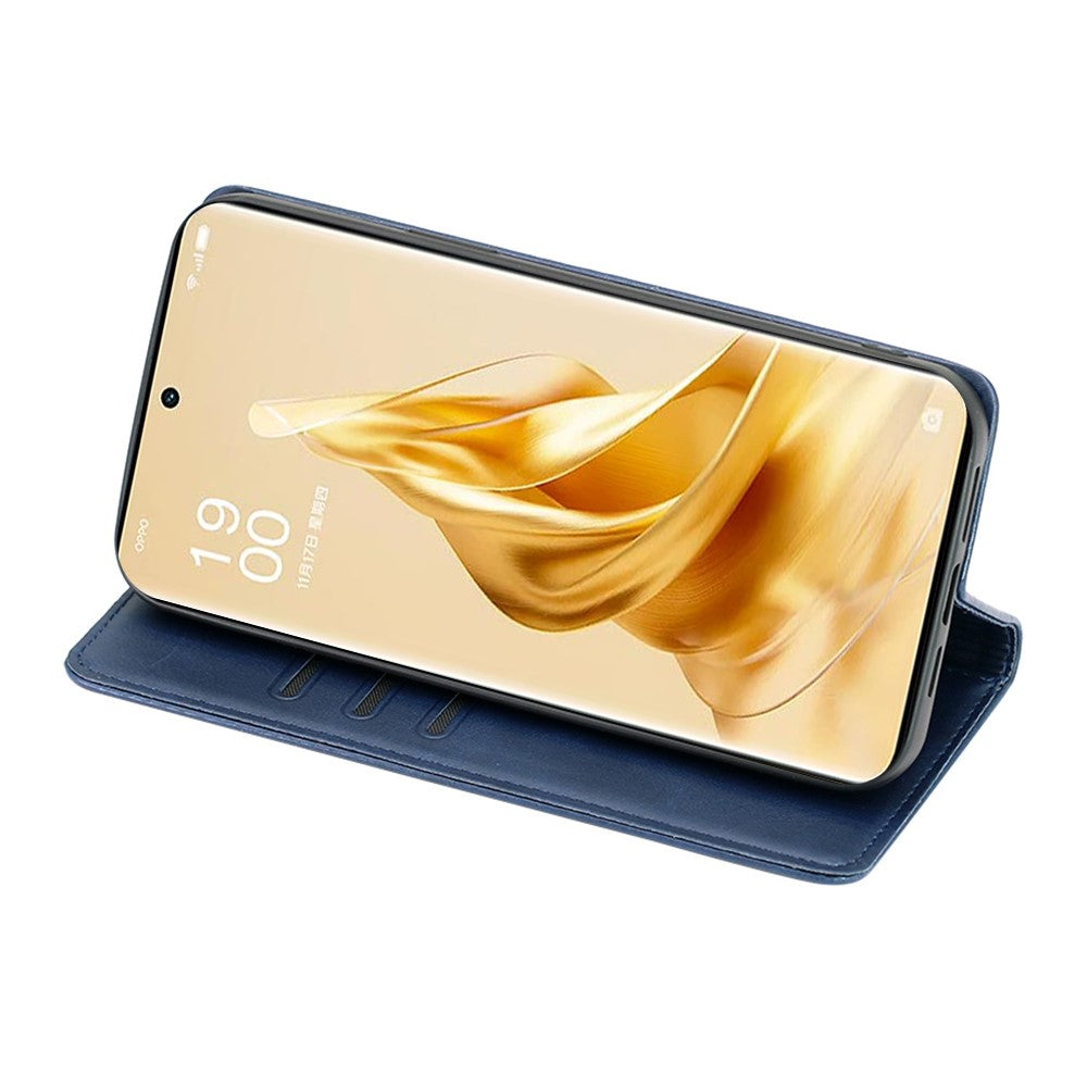 For Oppo A58 4G Case Leather Calf Texture Magnetic Closing Phone Cover