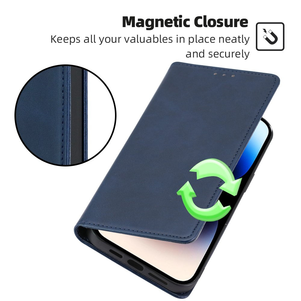 For Oppo A58 4G Case Leather Calf Texture Magnetic Closing Phone Cover