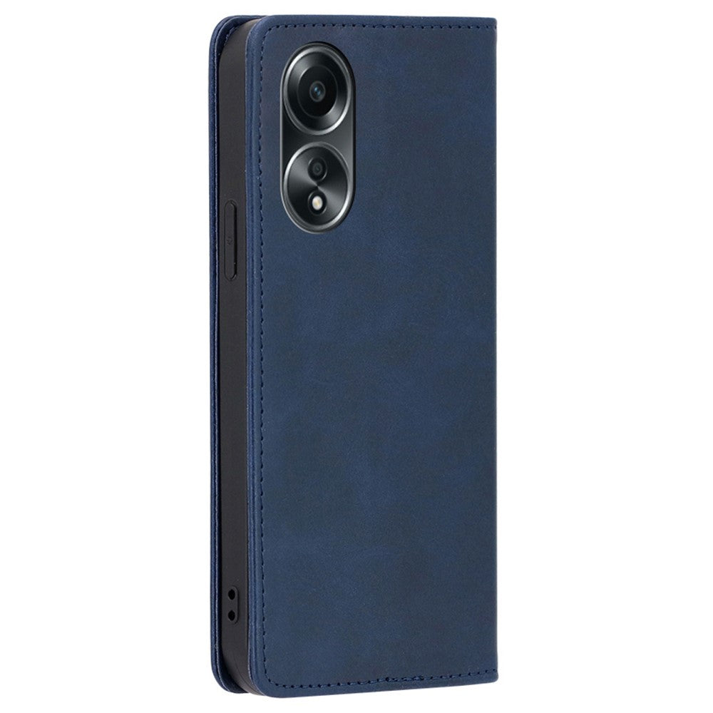 For Oppo A58 4G Case Leather Calf Texture Magnetic Closing Phone Cover