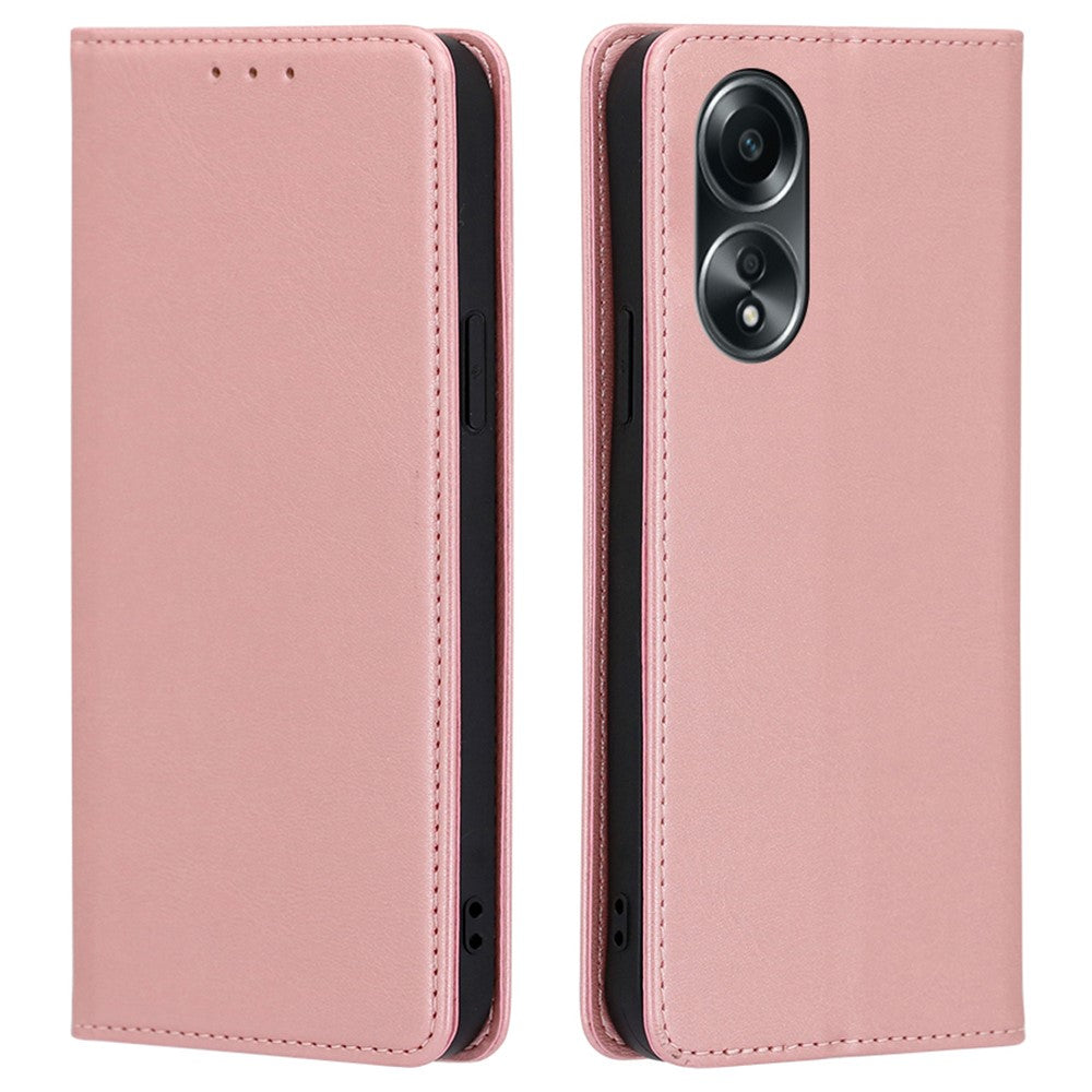For Oppo A58 4G Case Leather Calf Texture Magnetic Closing Phone Cover