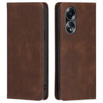 For Oppo A58 4G Case Leather Calf Texture Magnetic Closing Phone Cover