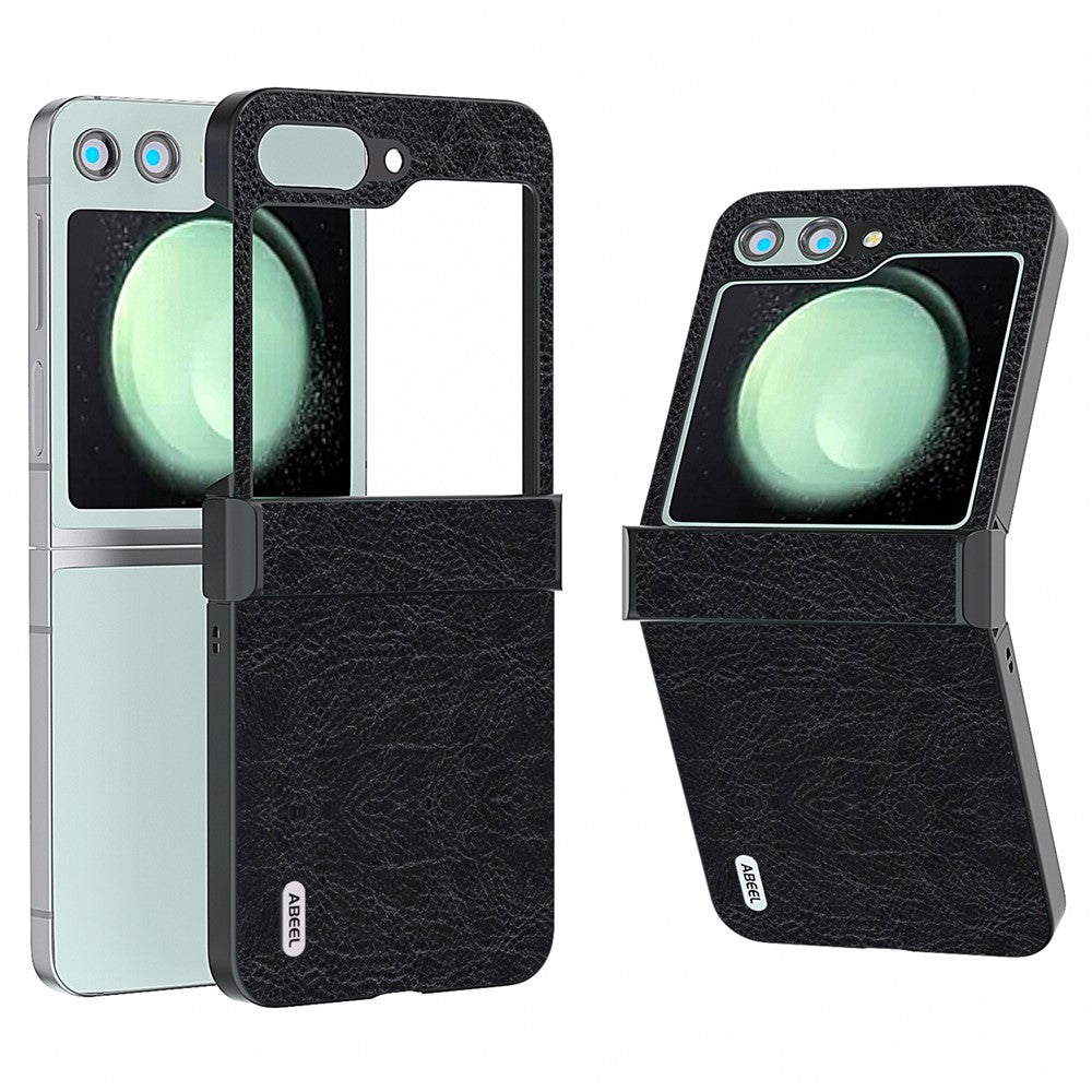 ABEEL Til Samsung Galaxy Z Flip5 5G Cover Hængsel Design Retro Læder+PC Telefoncover