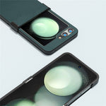 ABEEL For Samsung Galaxy Z Flip5 5G Phone Case Hinge Protection Genuine Cow Leather Back Cover