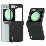 ABEEL For Samsung Galaxy Z Flip5 5G Phone Case Hinge Protection Genuine Cow Leather Back Cover