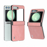 ABEEL Til Samsung Galaxy Z Flip5 5G Telefoncover PU Læder+PC Hængsel Design Cover