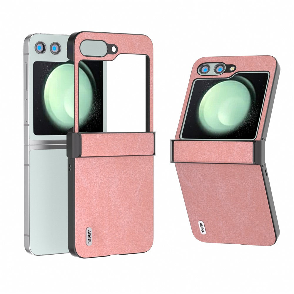 ABEEL Til Samsung Galaxy Z Flip5 5G Telefoncover PU Læder+PC Hængsel Design Cover