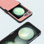 ABEEL Til Samsung Galaxy Z Flip5 5G Telefoncover PU Læder+PC Hængsel Design Cover