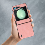 ABEEL Til Samsung Galaxy Z Flip5 5G Telefoncover PU Læder+PC Hængsel Design Cover
