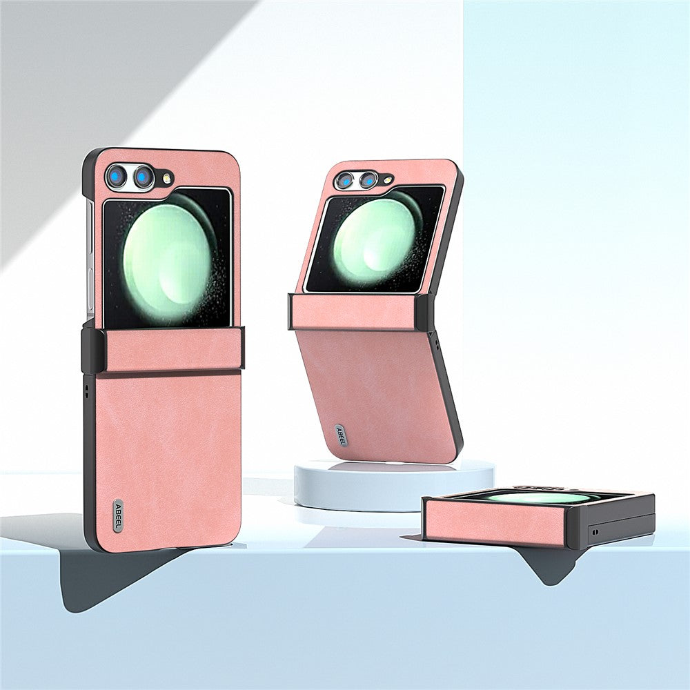 ABEEL Til Samsung Galaxy Z Flip5 5G Telefoncover PU Læder+PC Hængsel Design Cover