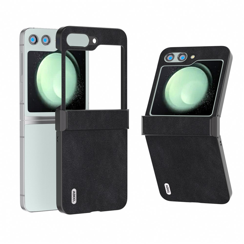 ABEEL Til Samsung Galaxy Z Flip5 5G Telefoncover PU Læder+PC Hængsel Design Cover