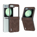 ABEEL Til Samsung Galaxy Z Flip5 5G Telefoncover PU Læder+PC Hængsel Design Cover