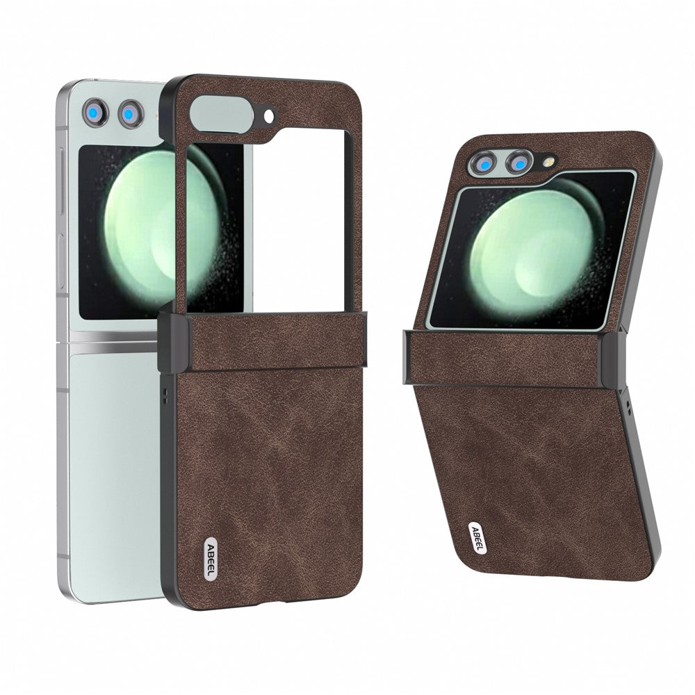 ABEEL Til Samsung Galaxy Z Flip5 5G Telefoncover PU Læder+PC Hængsel Design Cover
