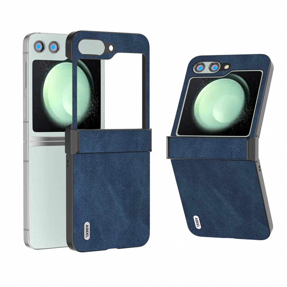 ABEEL Til Samsung Galaxy Z Flip5 5G Telefoncover PU Læder+PC Hængsel Design Cover