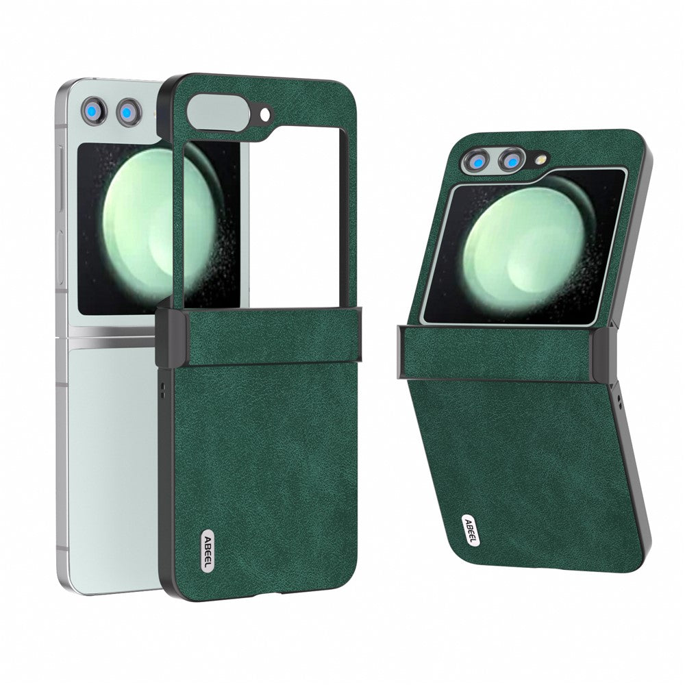 ABEEL Til Samsung Galaxy Z Flip5 5G Telefoncover PU Læder+PC Hængsel Design Cover