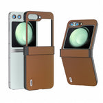 ABEEL For Samsung Galaxy Z Flip5 5G Phone Case Hinge Design Smooth Leather Back Cover