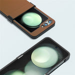 ABEEL For Samsung Galaxy Z Flip5 5G Phone Case Hinge Design Smooth Leather Back Cover