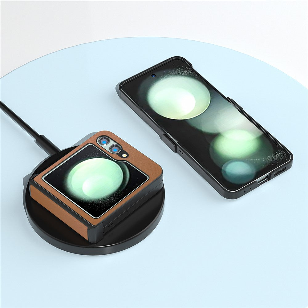 ABEEL For Samsung Galaxy Z Flip5 5G Phone Case Hinge Design Smooth Leather Back Cover