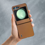 ABEEL For Samsung Galaxy Z Flip5 5G Phone Case Hinge Design Smooth Leather Back Cover