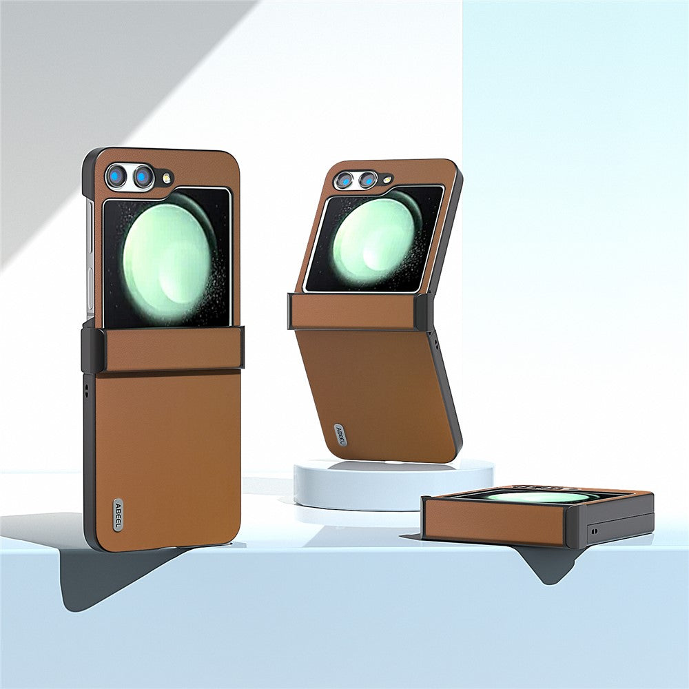 ABEEL For Samsung Galaxy Z Flip5 5G Phone Case Hinge Design Smooth Leather Back Cover