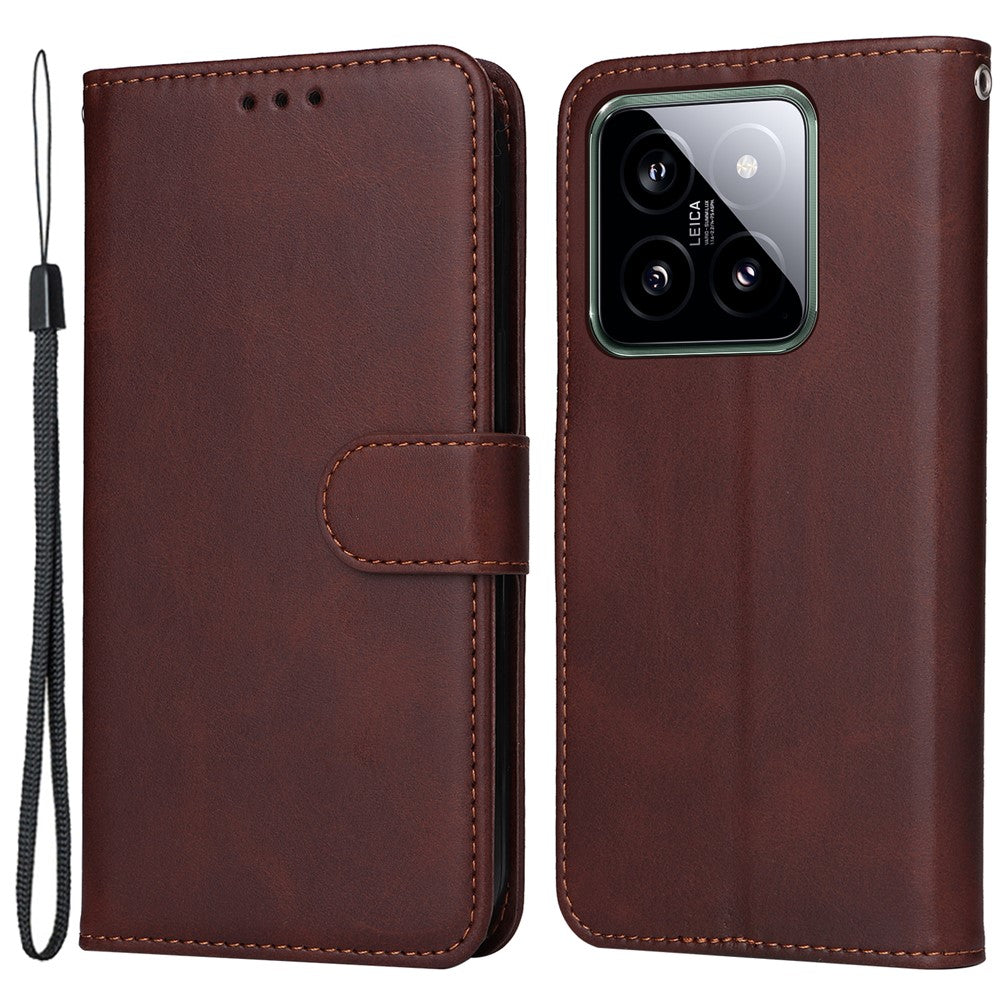 For Xiaomi 14 Case PU Leather Calf Texture Full Protection Phone Protector