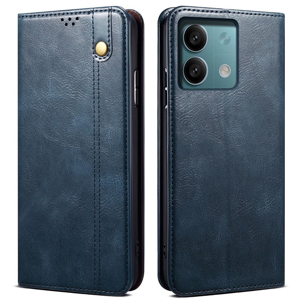 Xiaomi Redmi Note 13 5G-skal i PU-läder, Crazy Horse-plånbok, mobilmobilfodral
