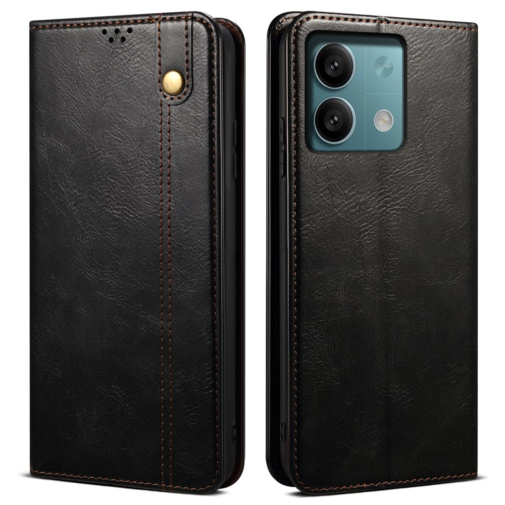 Xiaomi Redmi Note 13 5G-skal i PU-läder, Crazy Horse-plånbok, mobilmobilfodral