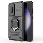 For Samsung Galaxy S24 Case Shockproof PC + TPU Slide Lens Kickstand Phone Cover