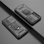 For Samsung Galaxy S24 Case Shockproof PC + TPU Slide Lens Kickstand Phone Cover