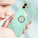 XINLI For Samsung Galaxy A05 4G Case Electroplating Edge Ring Kickstand TPU Cover