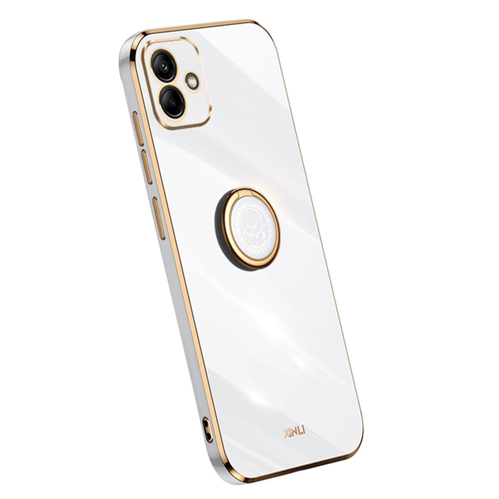 XINLI For Samsung Galaxy A05 4G Case Electroplating Edge Ring Kickstand TPU Cover