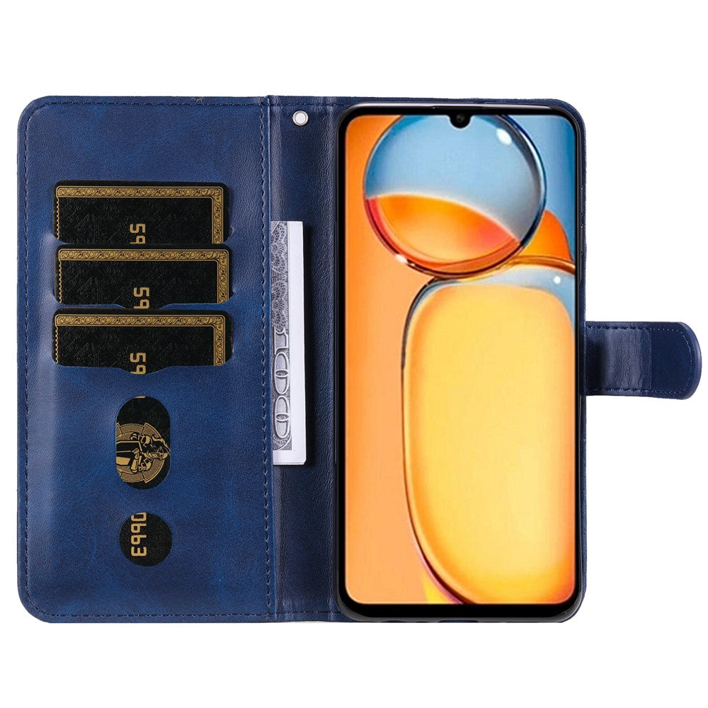 Xiaomi Redmi 13C 4G / 5G / 13R 5G / Poco M6 5G / Poco C65 4G Skal Kalvstruktur Läder Flipfodral Blixtlåsficka Plånboksfodral